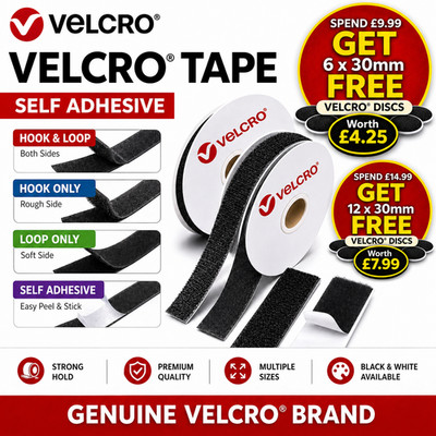 VELCRO  Selbstklebeband 10mm-150mm Klettverschluss Klebeverschluss schwarz-weiß