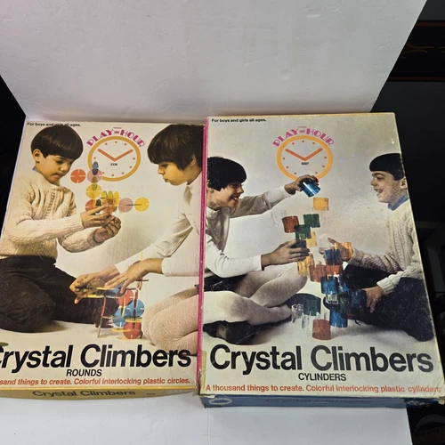 Lot Of 2 Vtg 70s 3337 PLAY HOUR Crystal Climbers Cylinders & 3336 Round Pressman