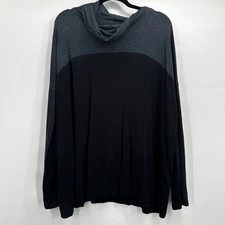 Cabi Top Pullover Womens XL Black Gray Blue  Colorblock Long Sleeve 3869 Cowl