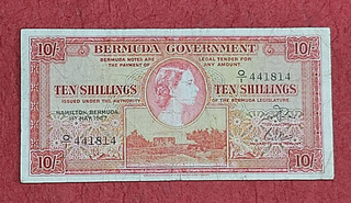 EEBC26404#BERMUDA 10 SHILLINGS QEII. 1957