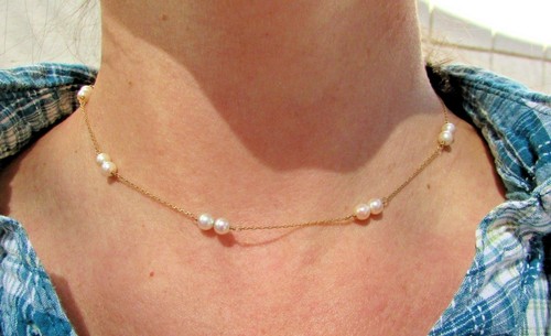 Vintage 18K Japanese Creamy Akoya Pearl 