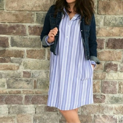 J Jill NWT vertical stripe pullover rayon dress with pockets Size 2X