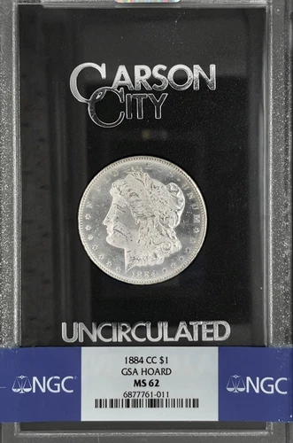1884-CC Morgan Silver Dollar $1 Carson City GSA Hoard NGC MS62