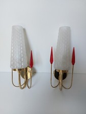 APPLIQUES MAISON LUNEL LAITON VERRE DÉPOLI SATINÉ ANNÉES 60 VINTAGE DÉCORATION 