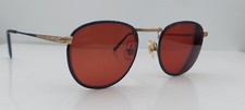 Vintage Crest Gold Blue Oval Metal Sunglasses Korea FRAMES ONLY