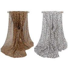 Women Animal Leopard Print Soft Long Chiffon Scarf Sheer Shawl Stole Neck Scarf 