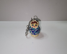 #4 Wooden Hand Painted Russian Doll  Matryoshka Nesting Dolls Keychain Gift