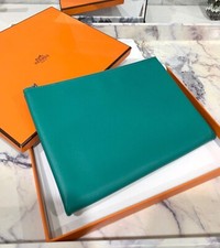 Authentic Hermes Evercolor Small Atout 20 Pouch Turquoise Green/blue Color