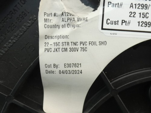 Alpha Wire 1299/15C Conductor Communication Control Cable 22AWG Foil Shield P... - Picture 6 of 7