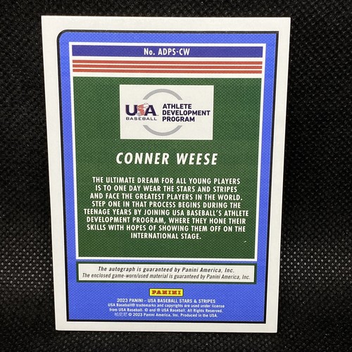 2023 Stars & Stripes Conner Weese National Team Rookie Patch Auto Relic ADPS-CW - Picture 2 of 2