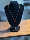 Necklace on Silver Chain Genuine Natural Undyed Coral Drop