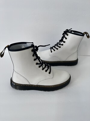 Dr. Martens Zavala Combat Boots White Lace Up Leather Ankle Womens US 10 Men 9 s-l400.jpg main image 2