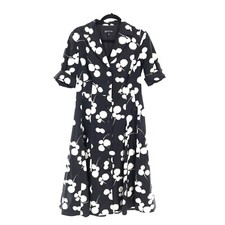 Jones New York Floral Midi Dress Women 8 Black Retro 50s Officecore Swing Granny