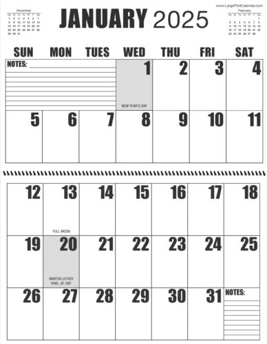Jumbo Large Print | 2025 | Wall Calendar | 13-months - January 2025 to Januar...