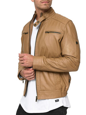 Indicode Herren Lederjacke Germo-Echtleder Jacke Lammleder Bikerjacke Männer