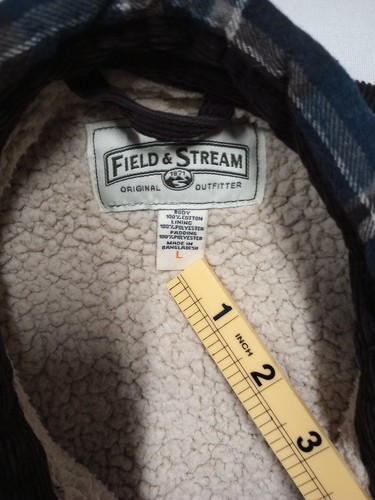 Field & Stream Fleece Lined Flannel Plaid Blue Brown Jacket Men’s Size Large - Picture 4 of 10
