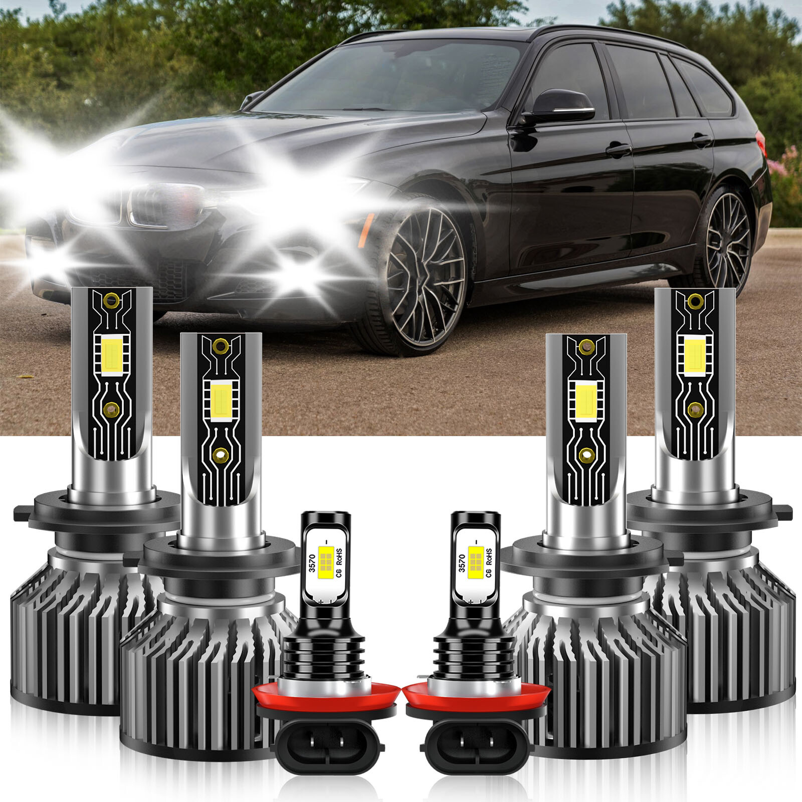 6x LED Headlight High Lo Beam Fog Light Bulb White For BMW 328i xDrive 2009-2016