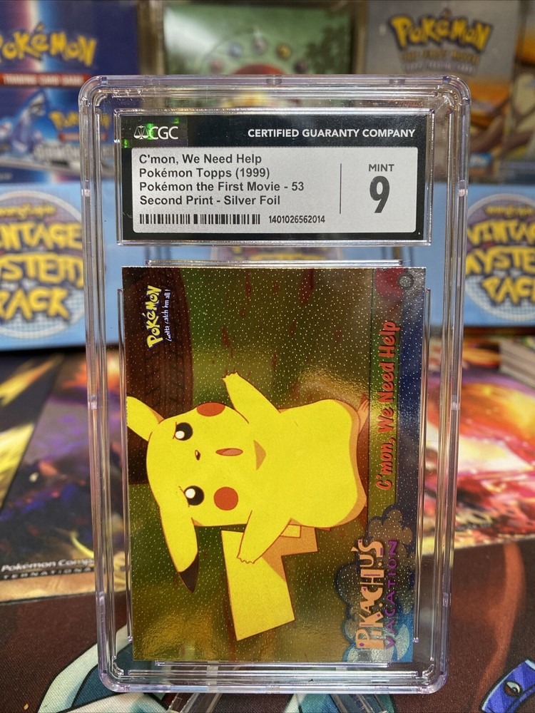 [Pop 7!] 1999 Pokémon Topps - C'mon, We Need Help - Silver Foil - CGC 9 Mint