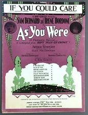 If You Could Care Sheet Music Piano As You Were Bernard Bordoni 1920 Vintage