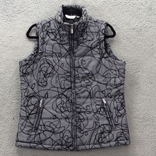 Indigo Vest Women's Large Gray Black Classic Nylon Puffer Full Zip Pockets