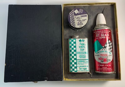 VTG 1970s Jet Way Jetway Car Care Kit Vinyl Top Dressing Glaze Chrome NASCAR