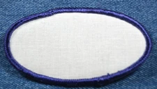 NOS 70s Original Vintage Blank Oval 3.5" Patch - Blue White Sew On