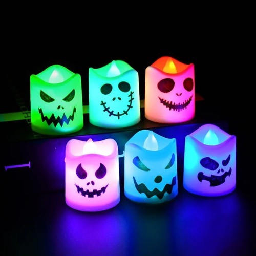 6pcs Halloween Led Ghost Pumpkin Candle Light Glowing Lamp Halloween Party Home - Picture 7 of 14