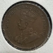 1933 CANADA SMALL CENT PENNY 1C FINE+ KING GEORGE V SCARCE IN 2x2 HOLDER