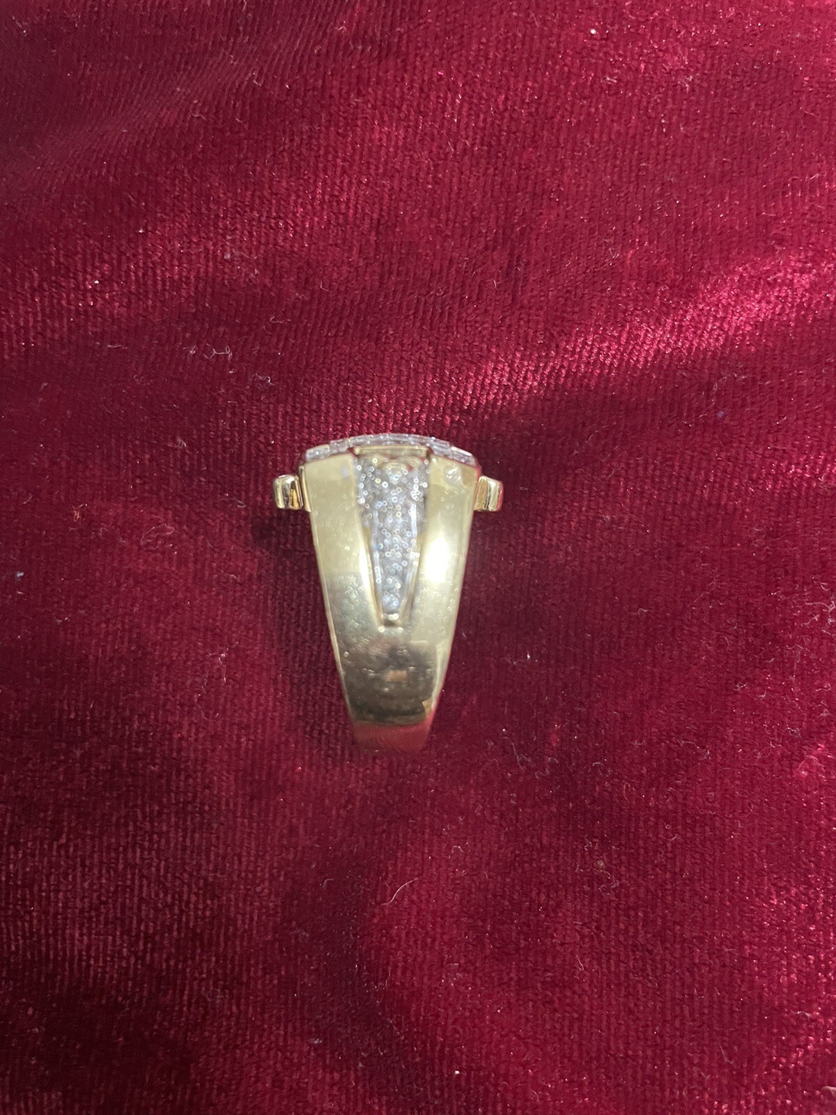 Men 14K solid gold real diamond ring Size 11 - image 13