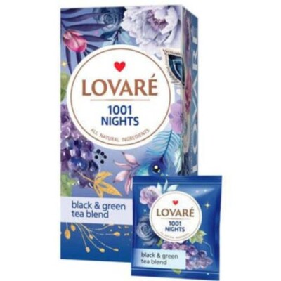 24x2g LOVARE 1001 Nacht Schwarz & Grüntee Tee Teebeutel Ringelblume Rose