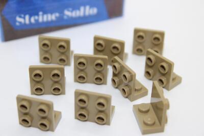 Lego (c) 10x Winkelplatte - 1x2 2x2 - 99207 - dark tan - bracket - inverted