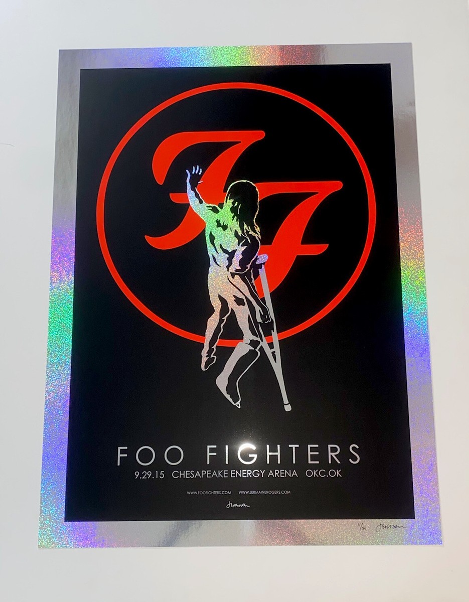 【額縁】foo fighters フー・ファイターズ　ポスター風 Foo Fighters Poster Oklahoma City 9/29/15 S/N X/30 SPARKLE FOIL