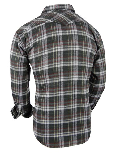 Camisa de franela a cuadros estilo occidental a presión para hombre con solapa bolsillos en el pecho nuevos colores - Imagen 18 de 22