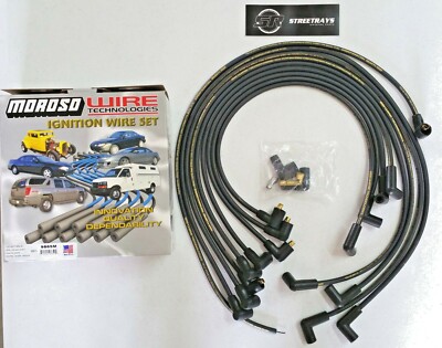 MOROSO SBC CHEVY 350 305 Spark Plug Wires Socket Style, 90 Degree, Under Header