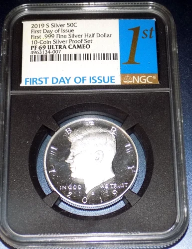 2019 S Silver .999 Kennedy Half Dollar NGC PF69 First Day Issue ULTRA CAMEO COIN