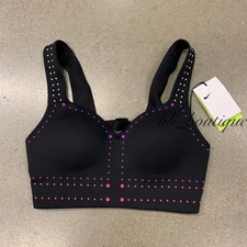 NWT Nike AV4434-010 Women Neon Stud High Support Sport Training Bra Black Size S