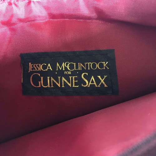 Vintage Borsa piccola Jessica McClintock per Gunne Sax bordeaux rosso argento ballo Y2K - Foto 4 di 8