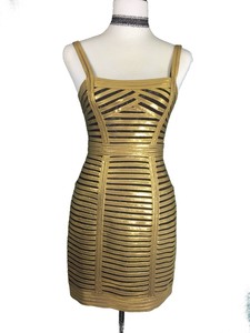 gold bcbg dress