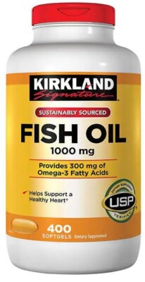 (2 Pack) Kirkland Fish Oil 1000 mg 400 Softgels x 2 = 800Ct Exp 08/2027