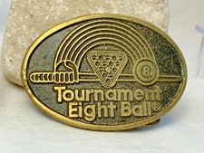 Vtg Eight Ball Billiards Belt Buckle Brass 1.75" Loop