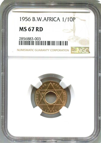 British West Africa - 1956 1/10d KM#32 in NGC MS67 RED