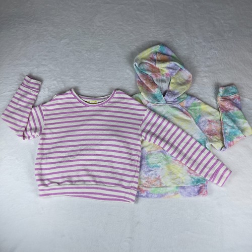 Lot of 2 Cat & Jack Hoodie Sweatshirt Girl's Small Multi Tie Dye Long Sleeve - Picture 2 of 4