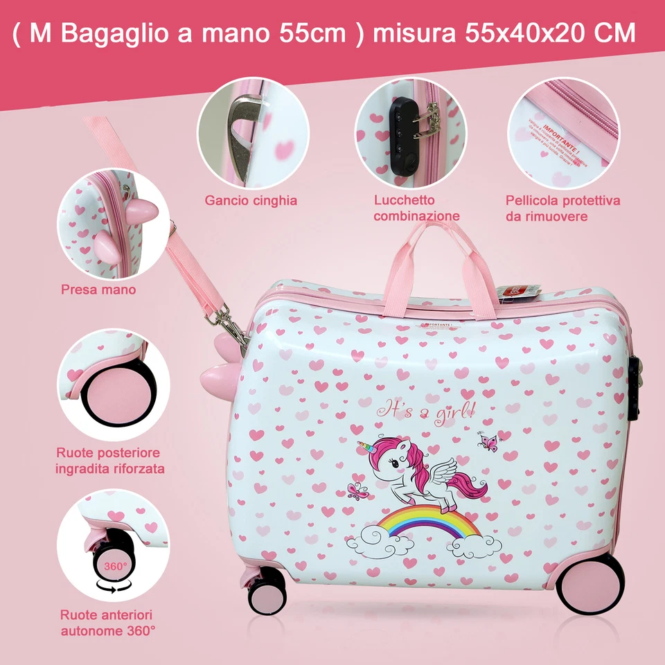 R.Leone Valigia Cavalcabile Bambino Bambina Ryanair 55x40x20cm + Zaino 311 - Immagine 4 di 4