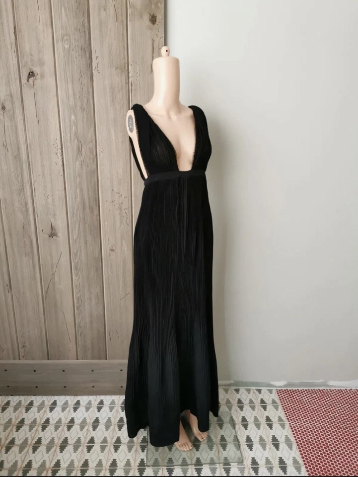 Черное плиссированное платье Rochas размер 40 - Изображение 2 из 4