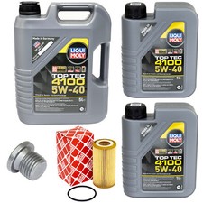 Motoröl Set 4100 5W-40 LIQUI MOLY 7 Liter + Ölfilter + Schraube für Audi A6 A7