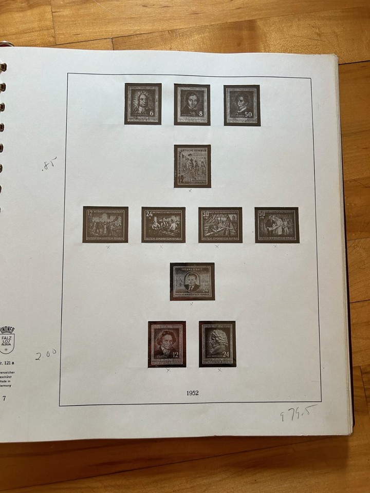 Lindner Stamp Album Germany DDR, Hingeless, (19491962) Brown/vine