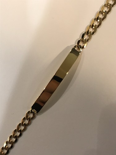 PULSERA DE CADENA 9CT 375 PLANA ABIERTA CON SELLO DISTINTIVO ID PERSONALIZADA PARA HOMBRE 8,5" - Imagen 4 de 10