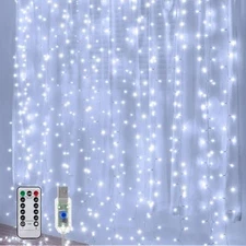 300 LED Curtain Fairy Lights USB String Light Remote Backdrop Xmas Party Wedding