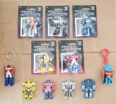 NEW Hasbro TRANSFORMERS Figurines MINI WALKER Set OPTIMUS Keychain & Bag Tag LOT