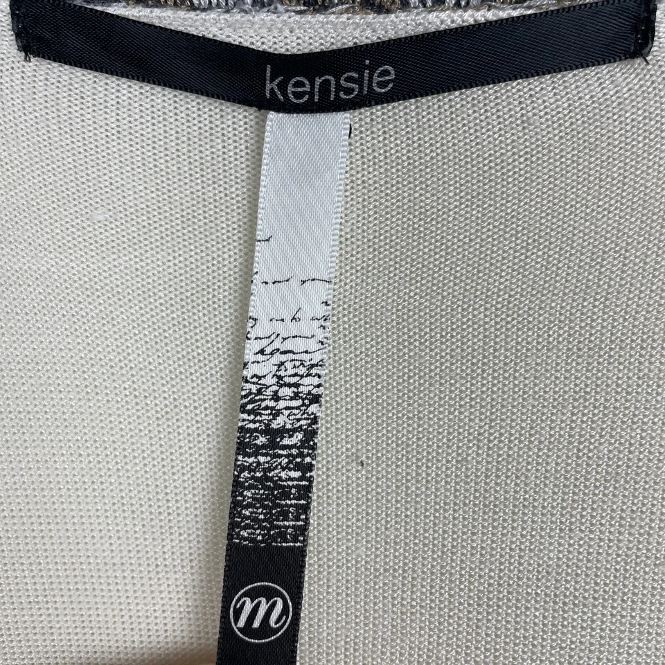 Cárdigan Kensie Frente Abierto Crema Rayas Geométrico Manga Larga Viscosa Talla M Foto 3 de 4